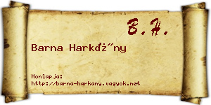 Barna Harkány névjegykártya